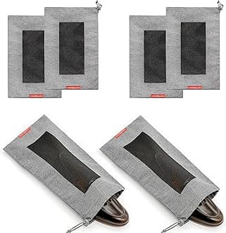 LeanTravel Shoe Bags for Travel with Breathable Mesh & Drawstring Cord Lock, Set of 6, Color Grey