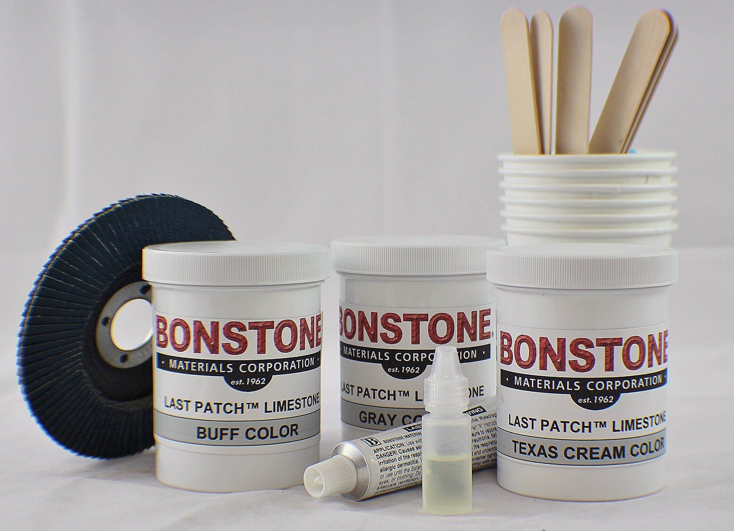 Last Patch Limestone Repair Kit (Buff, Grey, Texas Cream) Color Repair Chips, Spalls, Broken Corners, Monument & Sculpture Restoration Uv Stable