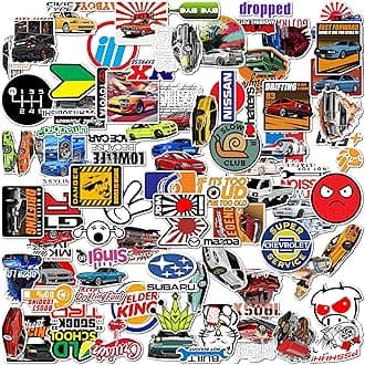 WallDesign Race-Ready 90 Collection of Authentic JDM Sticker Set - Mobile, Laptop, Accessories, Gifting - Durable, Laminated, Quality Printed Vinyl, self-adhesive, 2 inch