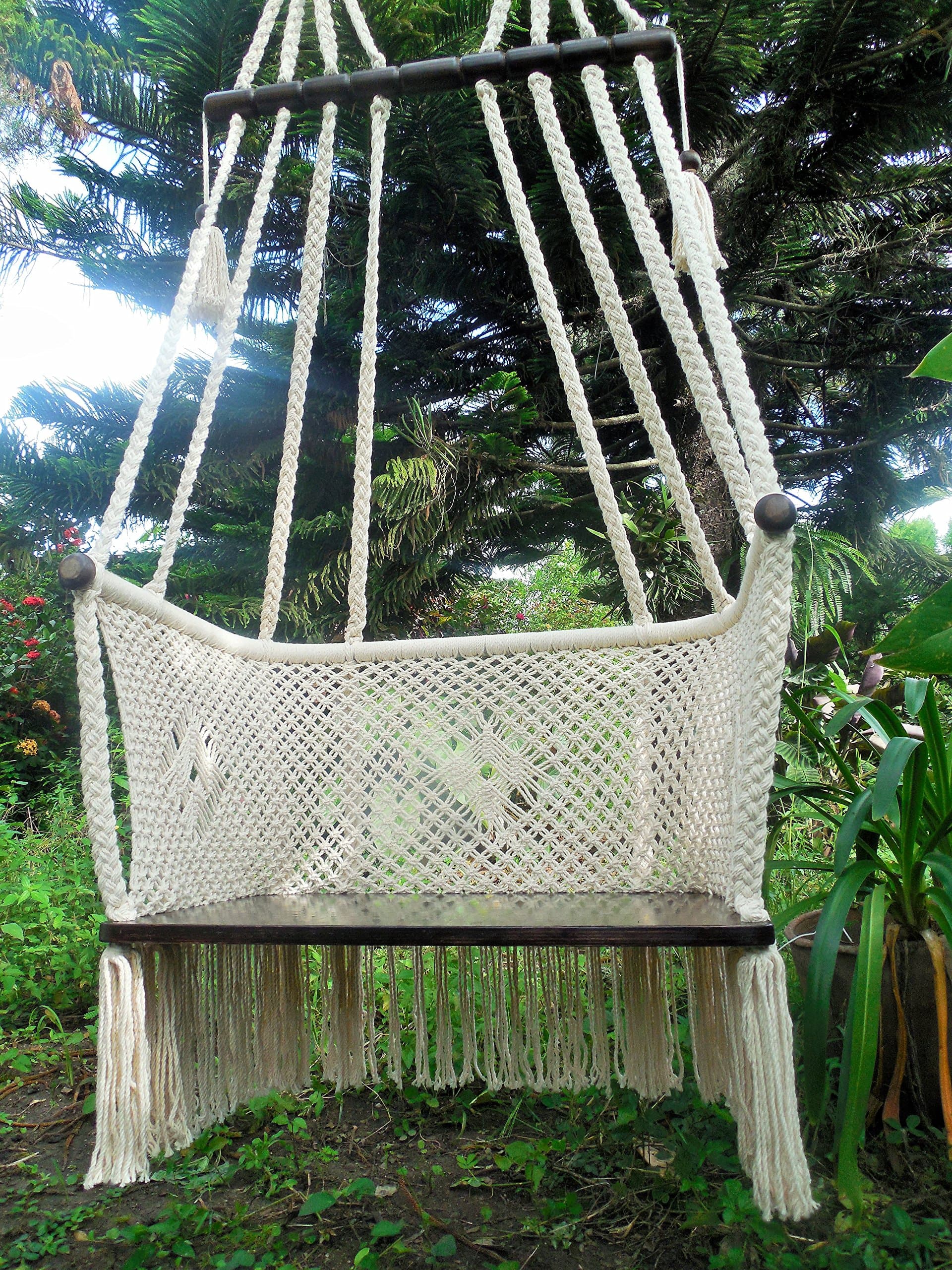 Large Hanging Chair Macrame Art Handmade with Cotton Solid Wood Spreader bar and Plywood seat/This is a Work Art 100% Hammock Chair Handmade/Premium Hammock Chair Handmade.
