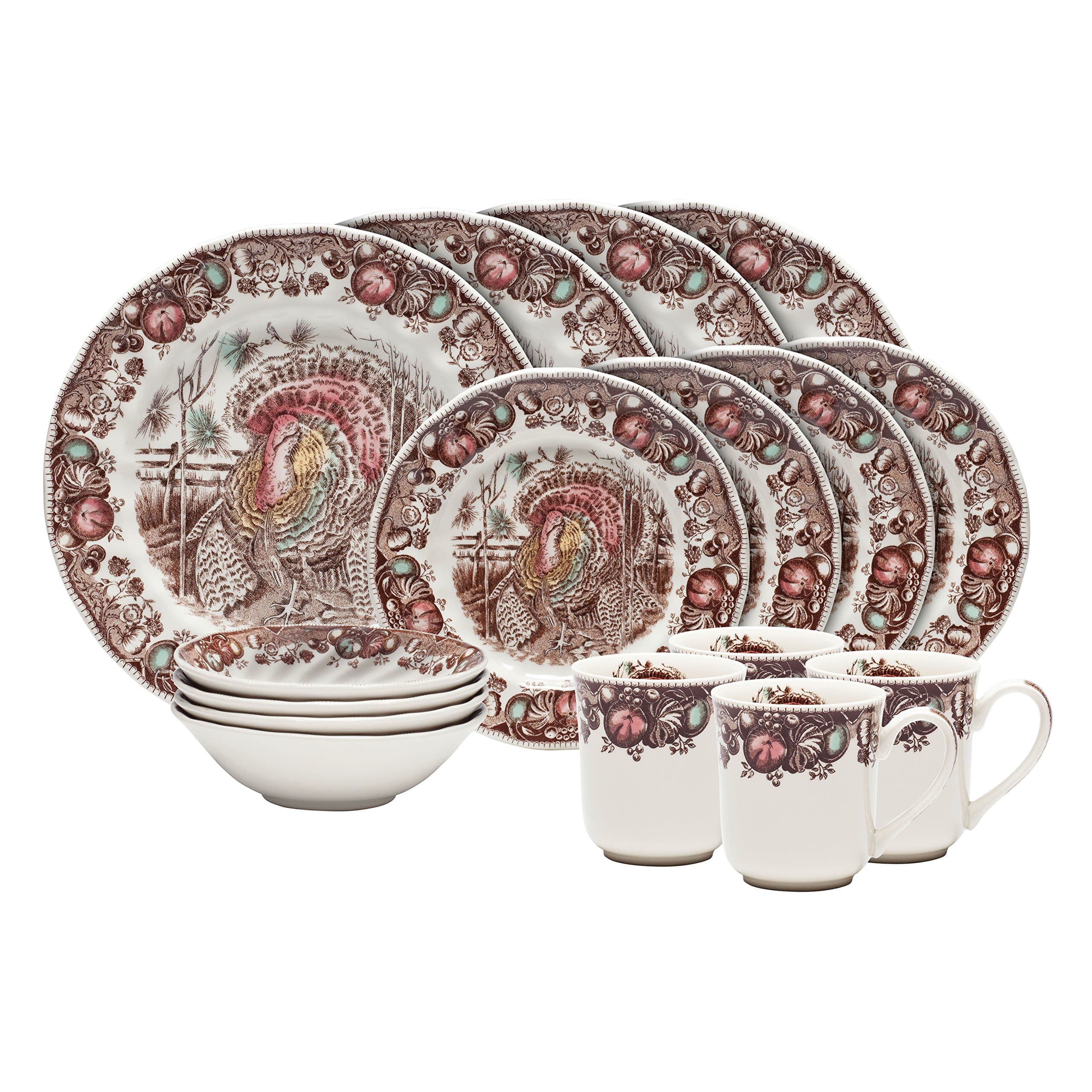 Johnson Brothers 16-Piece His Majesty Dinner Set, Multicolored