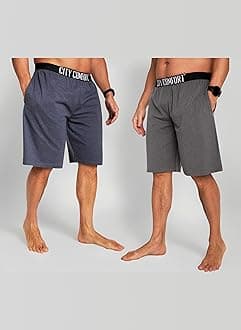 Mens Pyjama Shorts - Comfy Lounge Shorts with Pockets Pack of 2