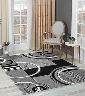 Area Rug Modern 8x10 Grey Soft Hand Carved Contemporary Floor Carpet Gray with Premium Fluffy Texture for Indoor Living Dining Room and Bedroom Area