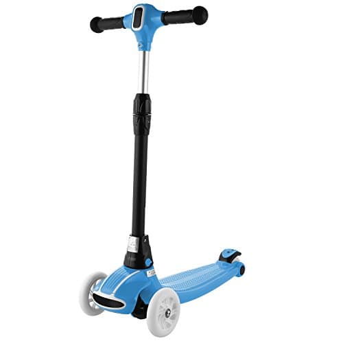 AMdirect NEW 2018 Kick Scooter For Kids Adjustable Height Foldable Kids Scooter with Flashing LED Light Wheels 4 PU Bearing Wheel Scooter for Child