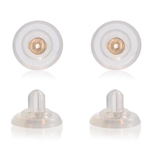 Universal EZback Earring Backs Soft Clear Silicone and 14k Yellow Gold Large 2 Pairs