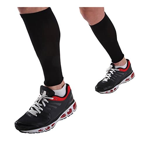 One size calf sleeves By Blue1one | True Graduated Compression Breathable Footless Braces | Ideal For Pain Relief, Shin Splints, Injuries & Calf Cramps | Odorless Compression Leggings For Men & Women