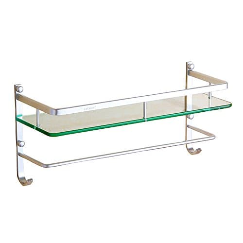 MEIDUO Shelving Shelf Towel Rack Multifunction Rack Wall Bathroom Space Aluminum Single Layer Glass 600mm very durable