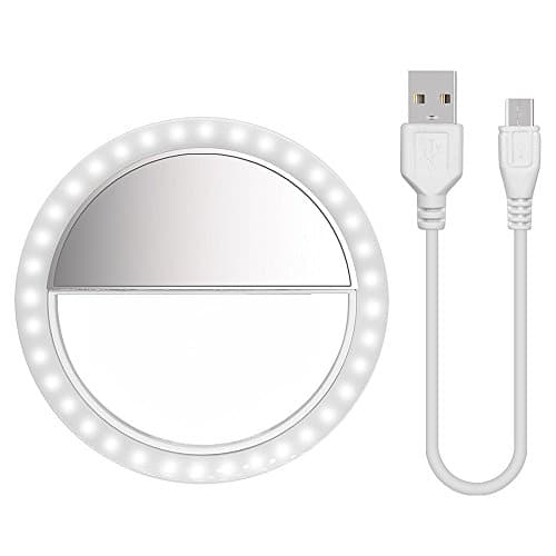 WasonD Clip On Selfie Ring Light (Rechargeable Battery) for Camera Selfie Light with 36 LED for iPhone Sumsung Smart Phones iPad Photography Video