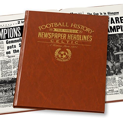 Personalised Celtic Football Newspaper Book - Brown Leatherette