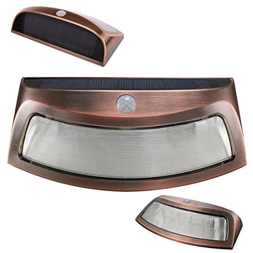 LED Solar Body Sensor Light IP65 Waterproof Motion Sensor Outdoor Wall light for Garden, Fence, Patio, Deck, Yard, Driveway, Stairs etc(Copper)