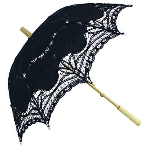 Abigail Lace Parasol in Black