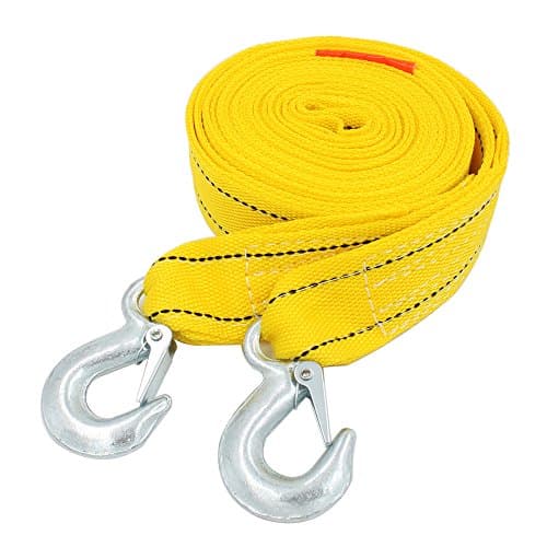 EEFUN Recovery Tow Strap, 10000 Lbs Capacity,4M Long and 5cm Wide, Heavy Duty Vehicle Towing Strap, Tree Saver Car Emergency Off Road Rope with Reinforced Loops and Hooks