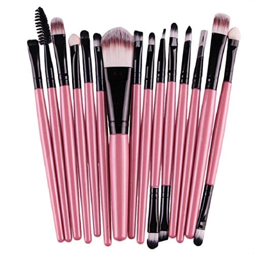 Yistu Makeup Brush, 15 pcs/Sets Eye Shadow Foundation Eyebrow Lip Brush Makeup Brushes (Pink)