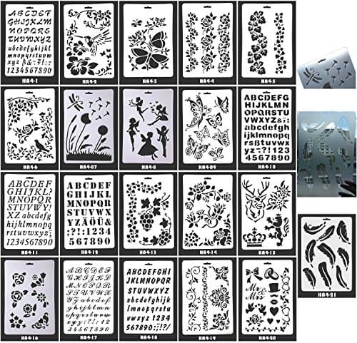 Drawing Painting Stencils Scale Template sets,21pcs Graphics Stencils for Children Creation,Scrapbooking, DIY Albums Accessories,Card and Craft Projects,Perfect for Using with Your Bullet Journal (A)