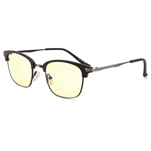 MALO Blue Light Blocking Eye Protection Glasses for Digital Screen of Computer Smartphone TV Eye Fatigue Relief Anti-glare(Unisex,Black,Amber Tinted Lenses)