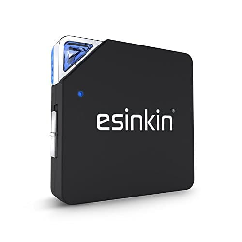 Esinkin Bluetooth Transmitter Receiver 2 in 1 Wireless 3.5mm Audio Adapter for Home Stereo System Headphone TV Music Speaker PC and MP3 players(aptx Low Latency for TX and RX)