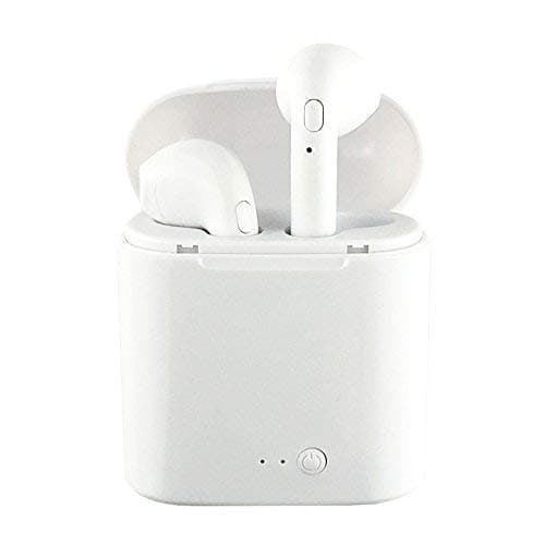 SYL PLUS i7S TWS Twins Wireless Bluetooth Earphone with Mic & Portable Charging Power Dock Compatible with All Android & iOS Smartphones | (Color - White)