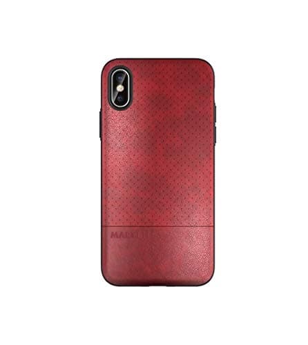 MARYBLE Perforated Design PU Leather Phone Case for iPhone X (2017) / iPhone Xs case (2018) (Red)