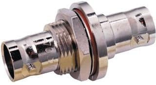 Amphenol Connex Adapter, BNC Jack to BNC Jack, Bulkhead Mounting, Straight, Delrin Insulating Material, Brass Body, 50 Ohm Impedance, 4Hz Max Frequency