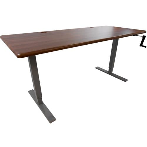 ThermoDesk ELLURE - Manual Fast Adjustable Height Standing Desk - Sit Less & Be Healthier- Ergonomic Design- Predrilled for Easy Assembly - Silver Base ( Shaker Cherry Desktop, 30" x 48" )