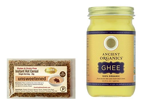 100% Organic Ghee from grass-fed cows, 8oz & Grain Free Instant Hot Cereal Trial Size
