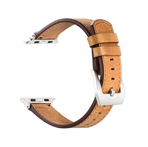 Apple Watch Band -Cowhide Genuine Leather Replacement Strap for Apple Watch/iwatch (Brown -38mm)
