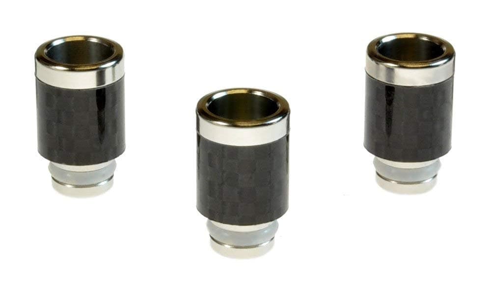 Armerah Top Hat 510 Drip Tip e-cig Mouthpiece Short/Big Carbon/Steel 3 Pack in Silver