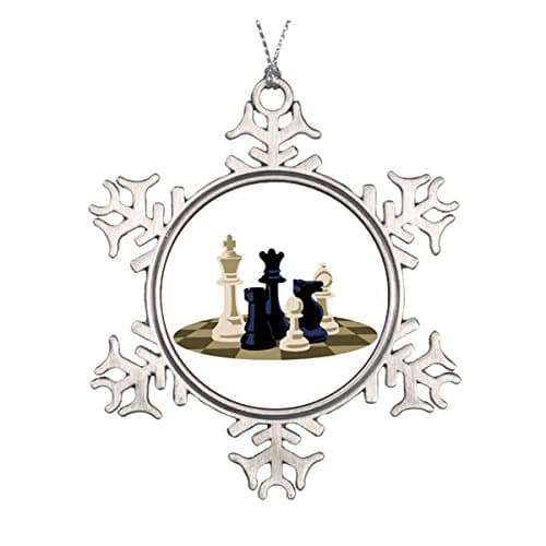 Chess Pieces Game Ceramic Round Christmas Ornament