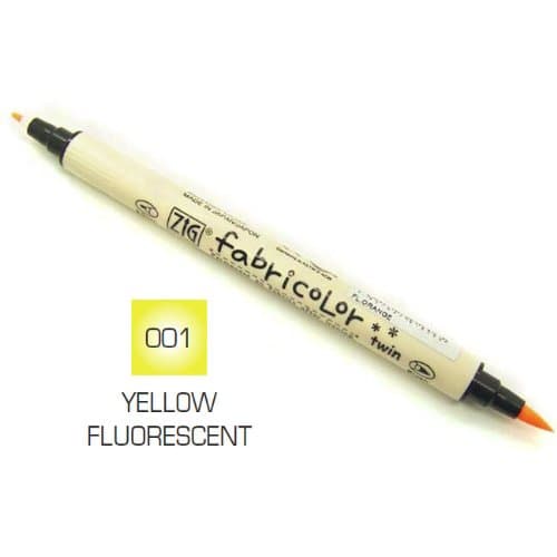 Zig Fabri Colour TC-4000 2.0 mm Brush Tip Twin Marker - Fluorescent Yellow