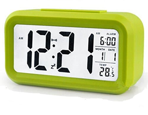 LED Digital Alarm Clock,Silent Morning Sound Control Desk Clock,Big Screen Large Numbers with Smart Backlight,Multifunctional Time Date Temperature Display,Snooze for Heavy Sleepers Great for Travel