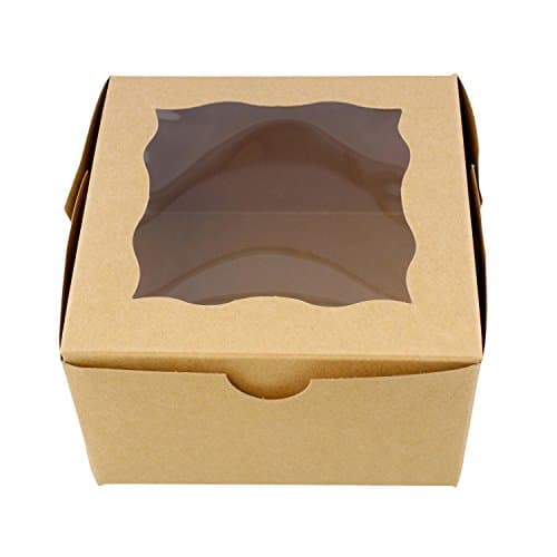 Special T Brown Bakery Boxes with Window, 25pk – 4” x 4” Inch Cake Boxes, Party Favor Boxes, Candy Boxes, Dessert Boxes