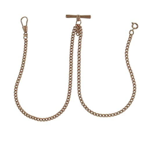 Ky & Co Rose Gold Tone Albert Thin Curb Pocket Watch Chain Mens Made in USA