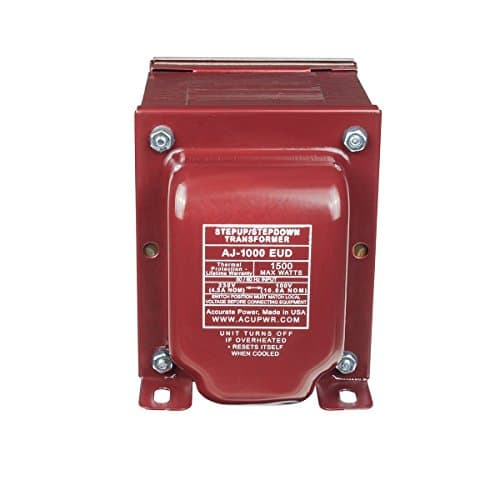 ACUPWR Tru-Watts 1000-Watt Step Up/Down Voltage Transformer with IEC C13 Input and Type F Schuko Plug/Power Cord – Use 100-Volt Appliances in 220-240-Volt Countries, and Vice Versa - AJ-1000EUD