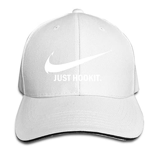 Just Hook It Fishing Snapback Cap Fitted Baseball Caps White