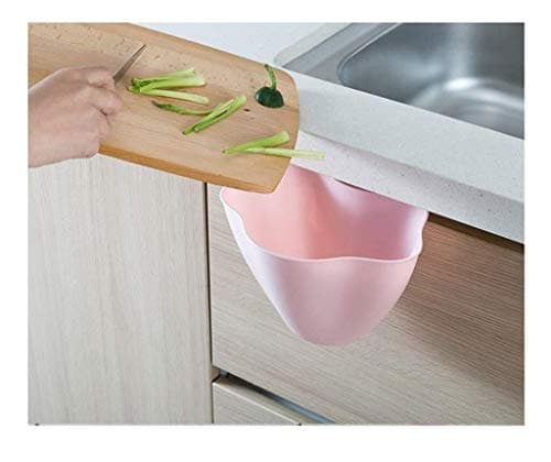 MGEM Waste Bin,Trash can Hangable Trash Can Kitchen Cabinet Hanging Flower Box Home Without Cover Plastic Storage Box Garbage Debris (Color : Pink)