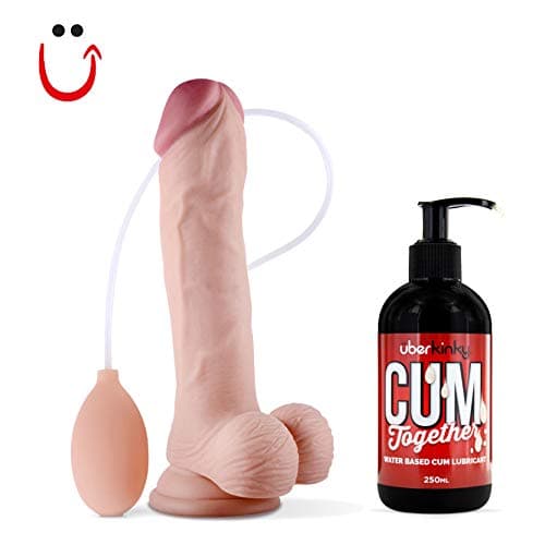 UberKinky Soft Ejaculation Cock with Balls | 7 Inches | with Free Uberkinky Cum Together Cum Lubricant | 250ml