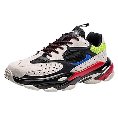 Causal Chunky Sneakers Men, 【Mesh Breathable Thick Sole Arch Support 】 Shoelaces Non-Slip Snekers for Trail Running Gym Walking