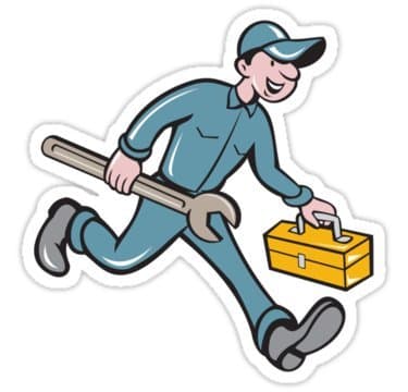 Sticker "Mechanic Carrying Toolbox Spanner Isolated Cartoon'' By August