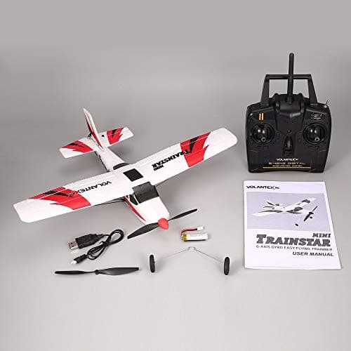 VOLANTEX V761-1 2.4Ghz 3CH Mini Trainstar 6-Axis RC Airplane Fixed Wing Drone White-red