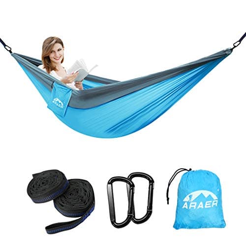 ARAER Camping Hammock Portable Sturdy Tree Straps Lightweight Easy Setup for Camping Backpacking Kayaking Beach Patio