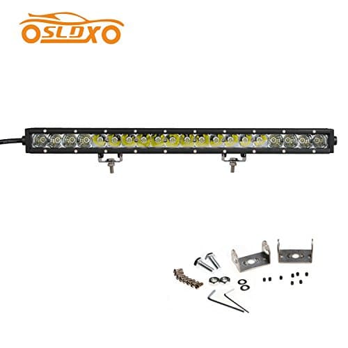SLDX 100w 20.8inch Off Road Single Row Led Light Bar 20x 5w Cree Leds Spot Flood Beam for SUV ATV 4WD Jeep IP68 Bottom Bracket