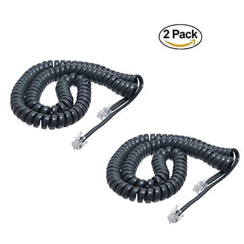 15FT Cisco Phone Cord, Handset Curly Cable, Dark Gray, (2 Pack) 7800/7900 / 8800 Series 7940 7945 7960 7965 8841