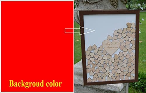 Alternative Guest Book Wedding Guest Book Personalized Drop Top box Heart Guestbook Custom wedding guestbook Memory Box Brown Guestbook (175 hearts, Red)