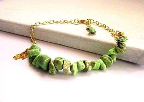 Gemstone Boot Bracelet Green Magnesite Adjustable 15 inches