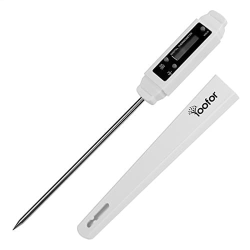 Yoofor Digital Food Thermometer, Instant Read with Extra Long Probe for BBQ, Meat, Candy and Bath Water - White
