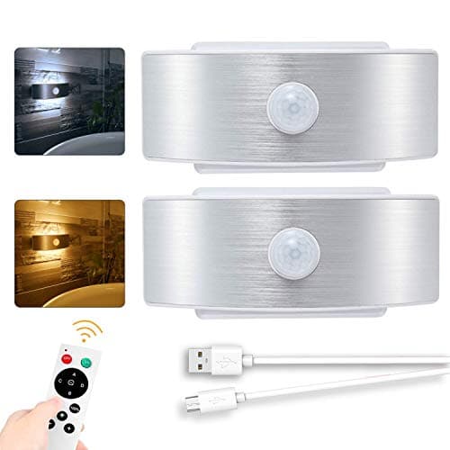 SZOKLED Motion Sensor Night Lights, Dimmable LED Nightlights, LED Closet Light Remote Control, Battery Operated & Rechargeable 2 in 1, Stick Anywhere for Hallway, Stair, Bedroom, Babyroom, Kitchen