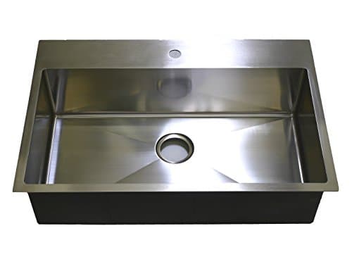 Auric Sinks 33" Premium Top mount Sink with Heavy 7 Gauge Deck, Stainless Steel Single Bowl Kitchen, 6:SHTR-18/7-SGL 33229