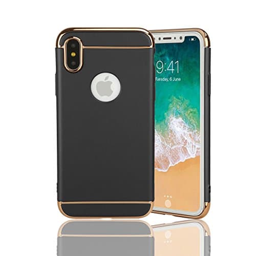 stargoldenbell iPhone X Case 3 in 1 Ultra Thin Slim Fit Shell Full Protective Shockproof Impact Protection Cover PC Hard Case for Apple iPhone X,Black