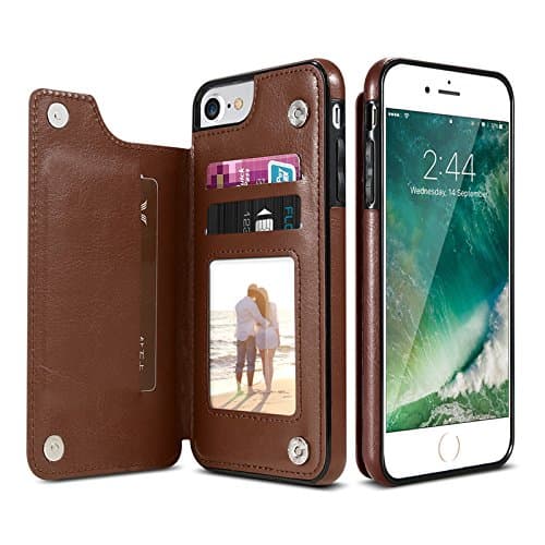 Pnizun - Retro PU Leather Case For iPhone X 6 6s 7 8 Plus XS 5S SE Multi Card Holders Phone Cases For iPhone XS Max XR 10 Cover