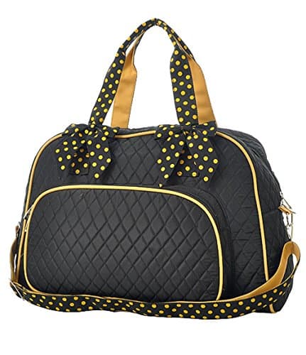 Lar Lar Quilted Solid Large 20" Weekender Duffel Bag (Black/Yellow)
